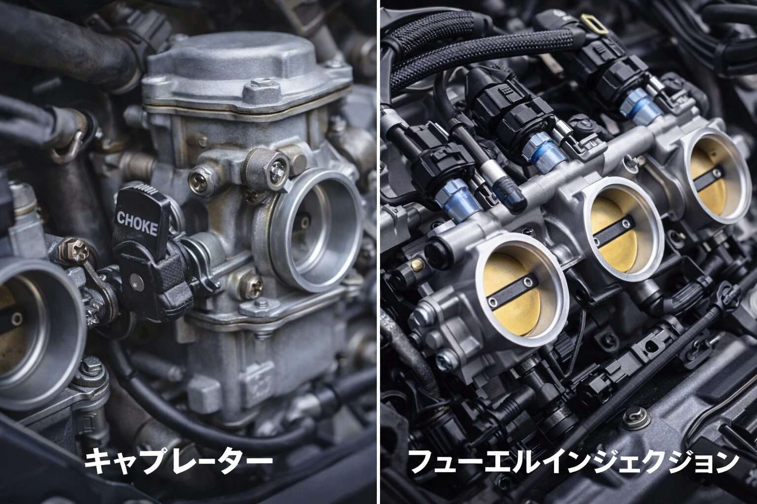 バイクのキャブレターとフューエルインジェクション（FI）の比較