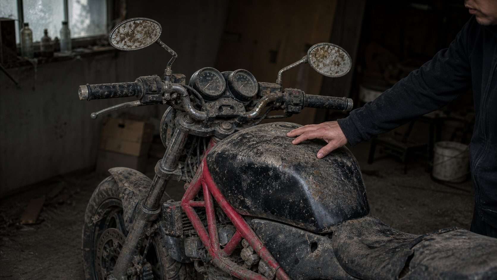 放置3年で完全に動かなくなったバイクの状態