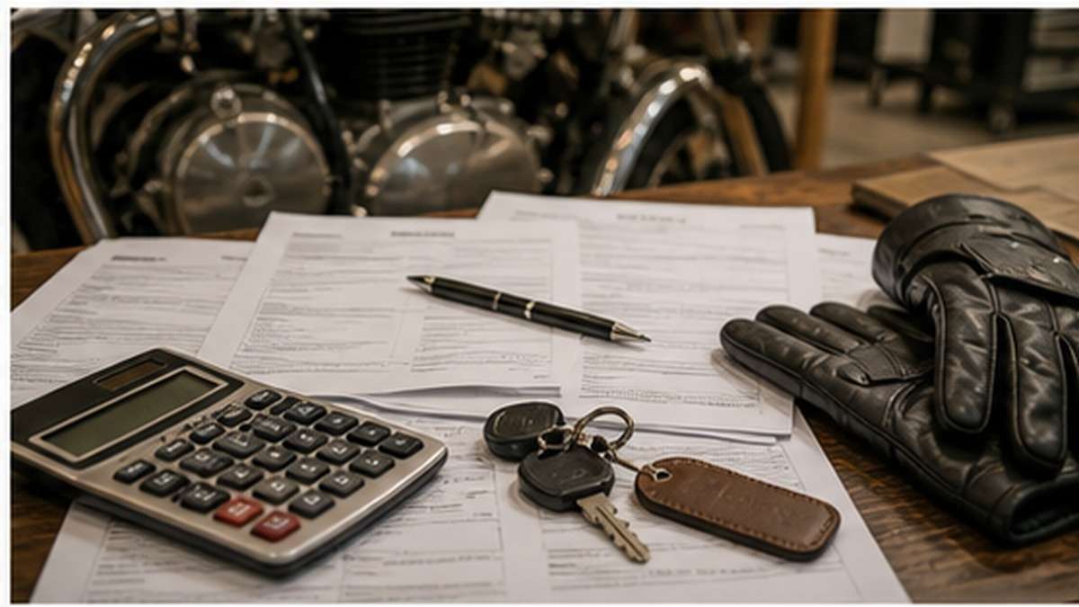 バイクの維持費や保険書類を確認するイメージ