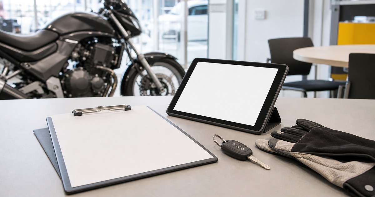 バイクの下取り査定と見積書を確認する場面