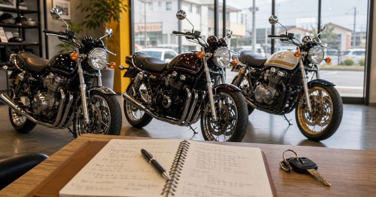 ゼファー750と代替候補の中古バイクを比較するイメージ